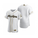 Men's Nike Miami Marlins Blank White 2020 Authentic Golden Edition Baseball Jersey