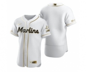 Men's Nike Miami Marlins Blank White 2020 Authentic Golden Edition Baseball Jersey