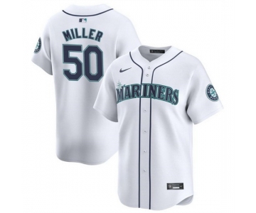 Men Seattle Mariners #50 Bryce Miller White Home Limited Stitched Jersey