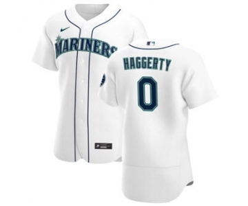 Men's Nike Seattle Mariners #0 Sam Haggerty White Home 2020 Authentic Player Baseball Jersey