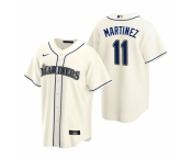 Men's Nike Seattle Mariners #11 Edgar Martinez Cream Alternate Stitched Baseball Jersey