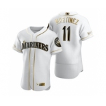 Men's Nike Seattle Mariners #11 Edgar Martinez White 2020 Authentic Golden Edition Baseball Jersey