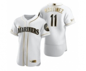 Men's Nike Seattle Mariners #11 Edgar Martinez White 2020 Authentic Golden Edition Baseball Jersey