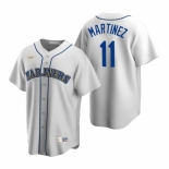 Men's Nike Seattle Mariners #11 Edgar Martinez White Cooperstown Collection Home Stitched Baseball Jersey