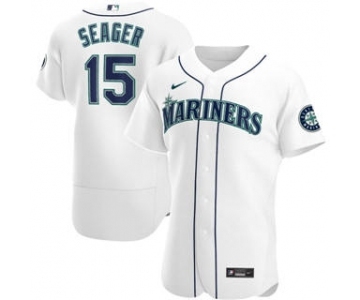 Men's Nike Seattle Mariners #15 Kyle Seager 2020 White Home Authentic Player Baseball Jersey