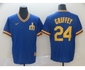 Men's Nike Seattle Mariners #24 Ken Griffey Blue M&N MLB Jersey