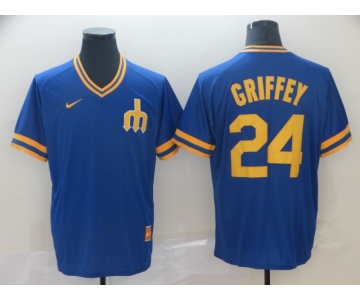 Men's Nike Seattle Mariners #24 Ken Griffey Blue M&N MLB Jersey