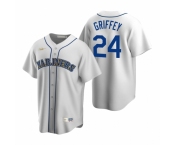 Men's Nike Seattle Mariners #24 Ken Griffey Jr. White Cooperstown Collection Home Stitched Baseball Jersey