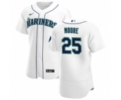 Men's Nike Seattle Mariners #25 Dylan Moore White Home 2020 Authentic Player Baseball Jersey