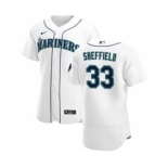 Men's Nike Seattle Mariners #33 Justus Sheffield White Home 2020 Authentic Player Baseball Jersey