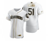 Men's Nike Seattle Mariners #51 Ichiro Suzuki White 2020 Authentic Golden Edition Baseball Jersey