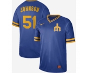 Men's Nike Seattle Mariners #51 Randy Johnson Royal Authentic Cooperstown Collection Stitched Baseball Jersey