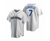 Men's Nike Seattle Mariners #7 Marco Gonzales White Cooperstown Collection Home Stitched Baseball Jersey