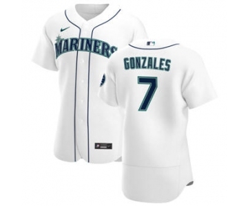 Men's Nike Seattle Mariners #7 Marco Gonzales White Home 2020 Authentic Player Baseball Jersey