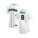 Men's Nike Seattle Mariners #8 Jake Fraley White Home 2020 Authentic Player Baseball Jersey