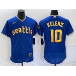 Men's Seattle Mariners #10 Jarred Kelenic Blue 2023 City Connect Flex Base Stitched Jersey