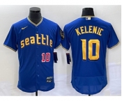 Men's Seattle Mariners #10 Jarred Kelenic Number Blue 2023 City Connect Flex Base Stitched Jersey