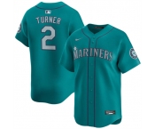 Men's Seattle Mariners #2 Justin Turner Aqua Alternate Limited Stitched jersey