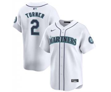 Men's Seattle Mariners #2 Justin Turner White 2024 Home Limited Stitched jersey