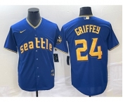 Men's Seattle Mariners #24 Ken Griffey Blue 2023 City Connect Cool Base Stitched Jersey