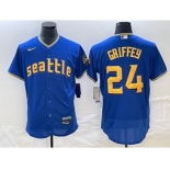 Men's Seattle Mariners #24 Ken Griffey Blue 2023 City Connect Flex Base Stitched Jersey