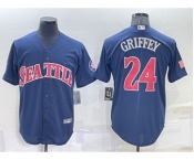 Men's Seattle Mariners #24 Ken Griffey Navy Blue Fashion Stars Stripes Cool Base Independence Day Jersey