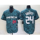 Men's Seattle Mariners #24 Ken Griffey Number Teal 2023 All Star Cool Base Stitched Jersey1