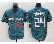 Men's Seattle Mariners #24 Ken Griffey Number Teal 2023 All Star Cool Base Stitched Jersey1