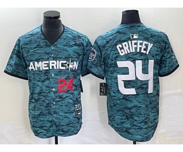 Men's Seattle Mariners #24 Ken Griffey Number Teal 2023 All Star Cool Base Stitched Jersey1