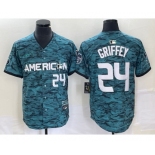 Men's Seattle Mariners #24 Ken Griffey Number Teal 2023 All Star Cool Base Stitched Jersey2