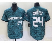 Men's Seattle Mariners #24 Ken Griffey Number Teal 2023 All Star Cool Base Stitched Jersey2