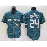 Men's Seattle Mariners #24 Ken Griffey Number Teal 2023 All Star Cool Base Stitched Jersey