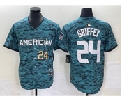 Men's Seattle Mariners #24 Ken Griffey Number Teal 2023 All Star Cool Base Stitched Jersey