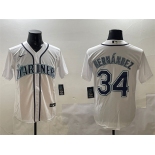Men's Seattle Mariners #34 Félix Hernández White Cool Base Stitched Baseball Jersey