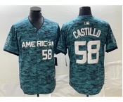 Men's Seattle Mariners #58 Diego Castillo Number Teal 2023 All Star Stitched Baseball Jersey