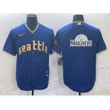 Men's Seattle Mariners Big Logo Blue 2023 City Connect Cool Base Stitched Jersey