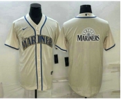 Men's Seattle Mariners Big Logo Cream Stitched MLB Cool Base Nike Jersey