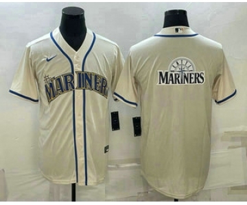 Men's Seattle Mariners Big Logo Cream Stitched MLB Cool Base Nike Jersey