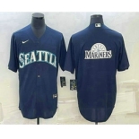 Men's Seattle Mariners Big Logo Navy Blue Stitched MLB Cool Base Nike Jersey