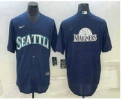 Men's Seattle Mariners Big Logo Navy Blue Stitched MLB Cool Base Nike Jersey