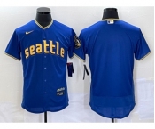 Men's Seattle Mariners Blank Blue 2023 City Connect Flex Base Stitched Jersey