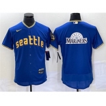 Men's Seattle Mariners Royal Team Big Logo 2023 City Connect Flex Base Stitched Jersey