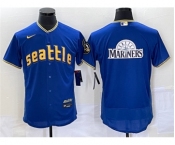 Men's Seattle Mariners Royal Team Big Logo 2023 City Connect Flex Base Stitched Jersey