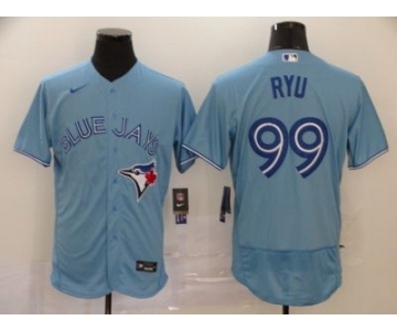 Men's Nike Blue Jays #99 Hyun-Jin Ryu Light Blue 2020 Baseball Flexbase Jersey