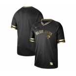 Men's Nike Blue Jays Blank Black Gold Stitched Baseball Jersey