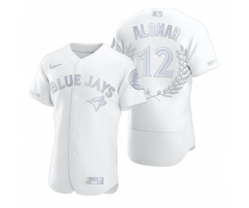 Men's Nike Toronto Blue Jays #12 Roberto Alomar Platinum Baseball MVP Limited Player Edition Jersey