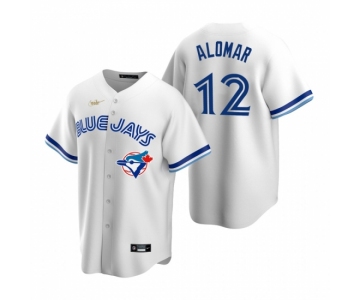 Men's Nike Toronto Blue Jays #12 Roberto Alomar White Cooperstown Collection Home Stitched Baseball Jersey