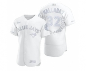 Men's Nike Toronto Blue Jays #32 Roy Halladay Platinum Baseball MVP Limited Player Edition Jersey