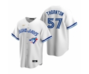 Men's Nike Toronto Blue Jays #57 Trent Thornton White Cooperstown Collection Home Stitched Baseball Jersey