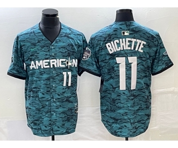 Men's Toronto Blue Jays #11 Bo Bichette Number Teal 2023 All Star Cool Base Stitched Jersey